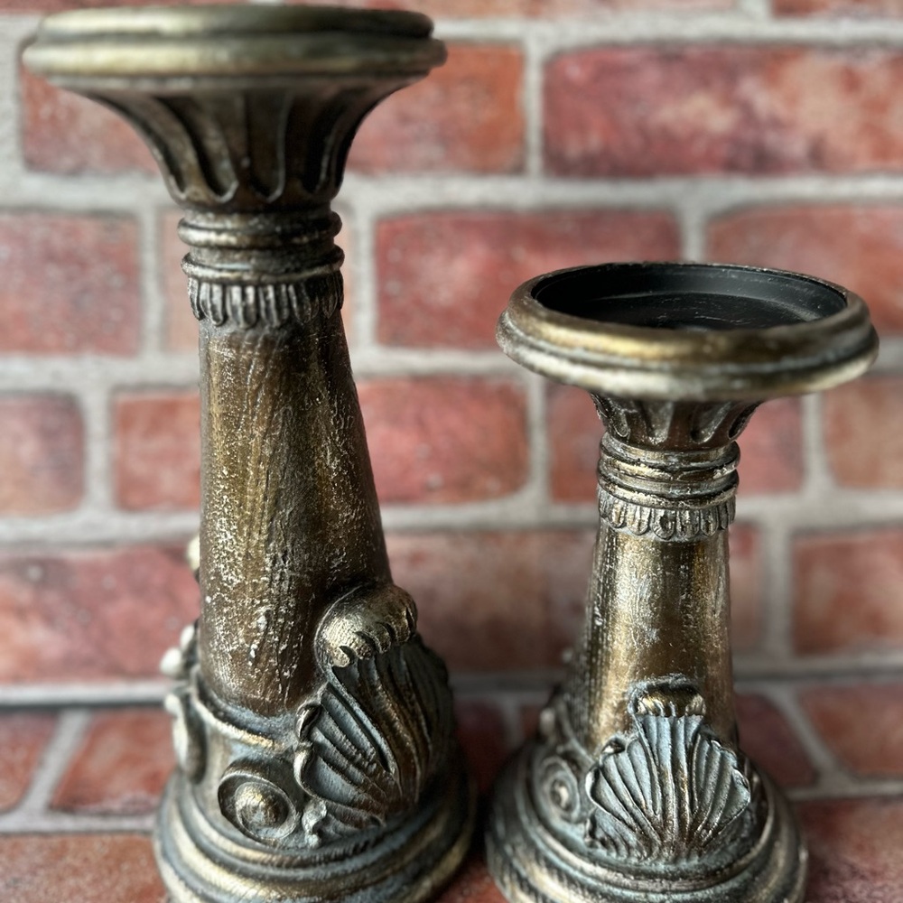 2 Resin Candlestick Holders
